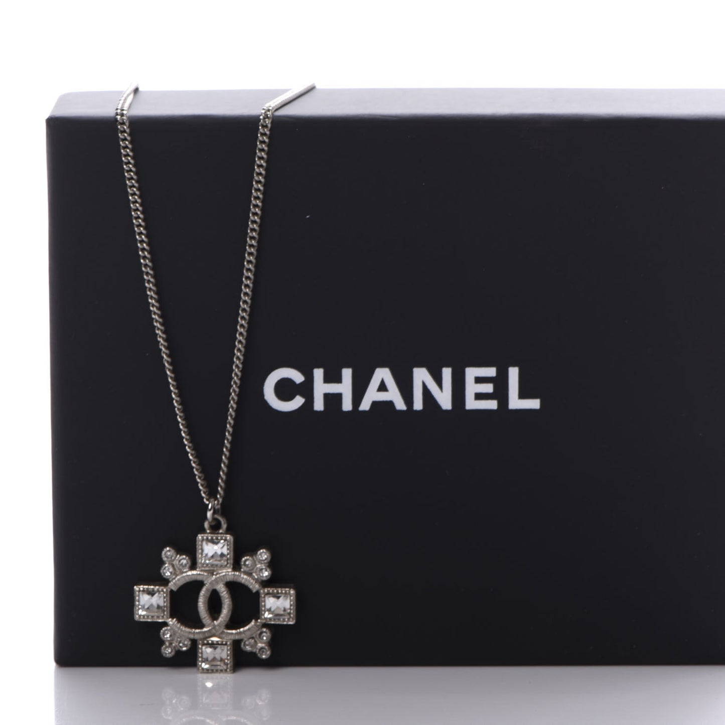 Crystal CC Pendant Necklace Silver