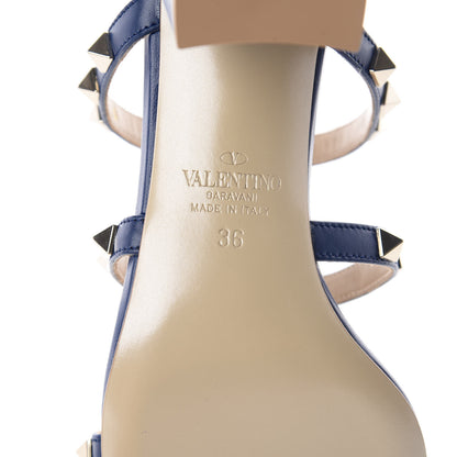 Valentino Garavani Calfskin Rockstud 60mm Caged Slide Sandals 36 Light Ocean 9 of 12