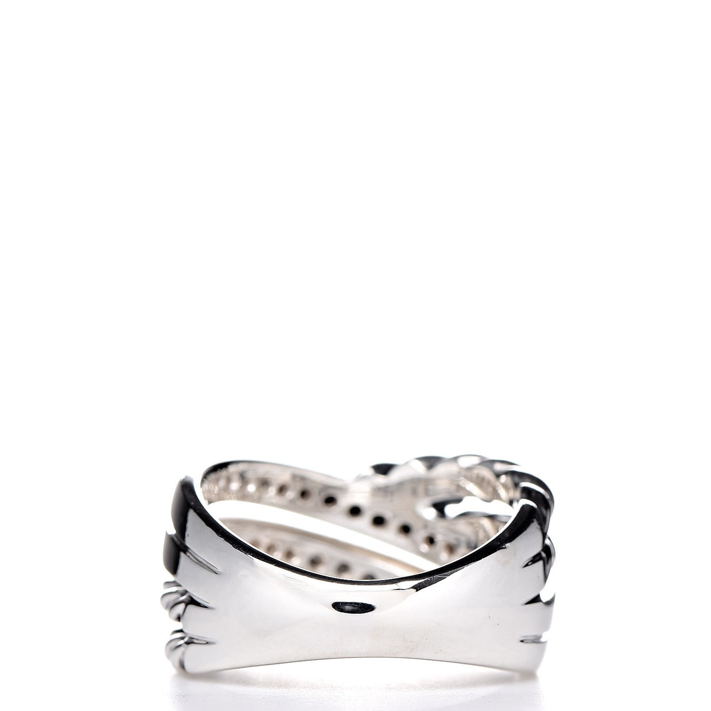 Sterling Silver Diamond Black Diamond 11mm Crossover Ring 52 6