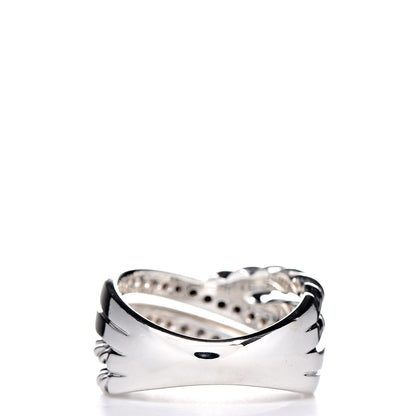 David Yurman Sterling Silver Diamond Black Diamond 11mm Crossover Ring 52 6 4 of 6