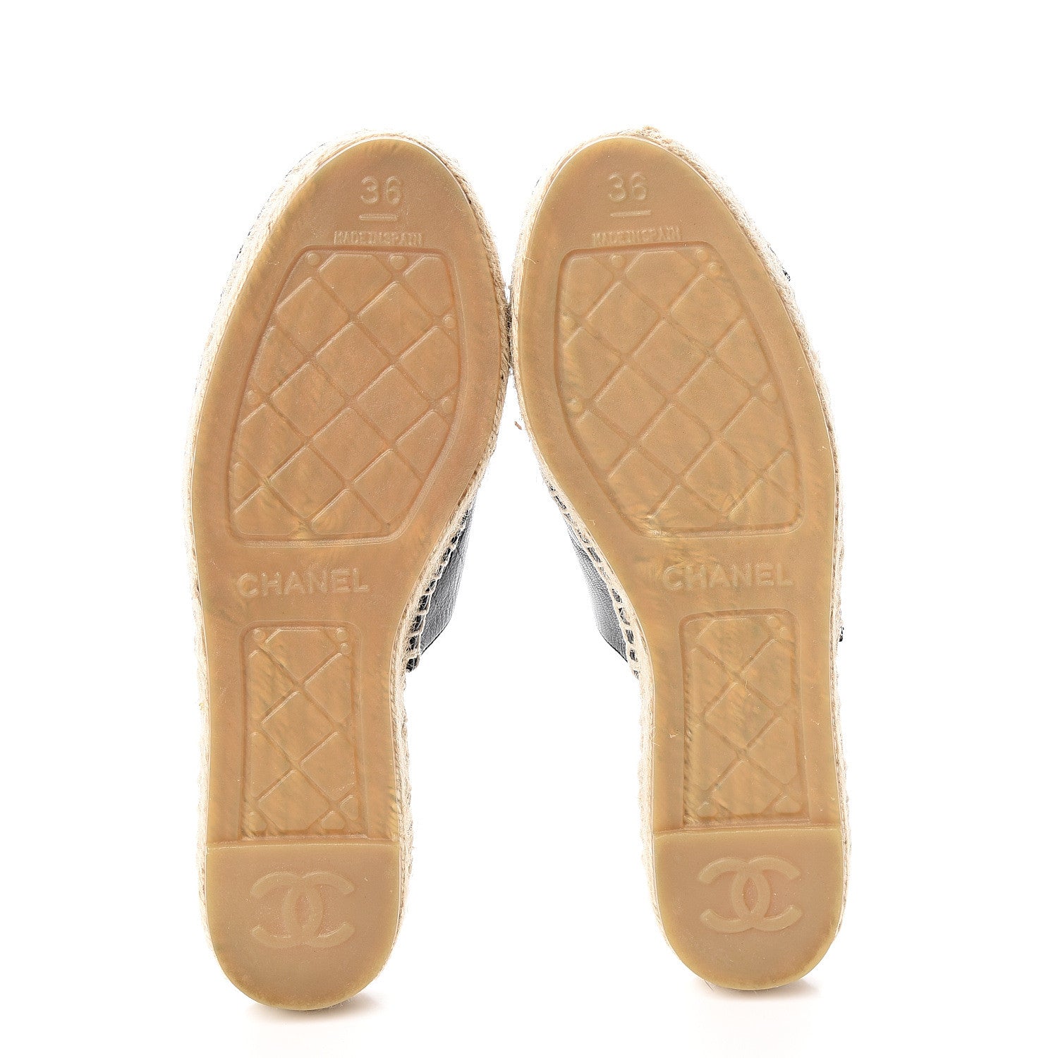 Chanel Iridescent Goatskin Patent CC Espadrille Mules 36 Black 5 of 10