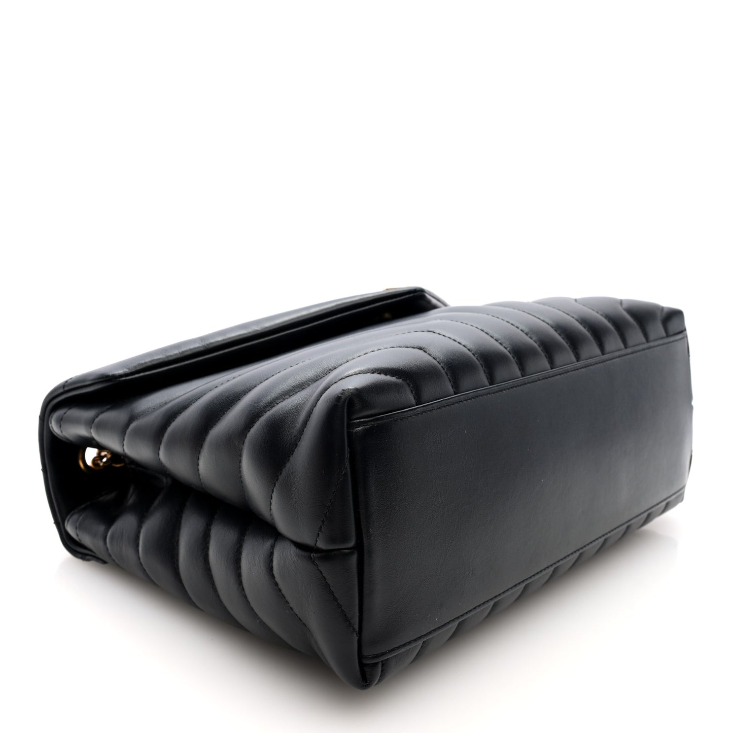 Calfskin Y Quilted Monogram Medium Loulou Chain Satchel Black