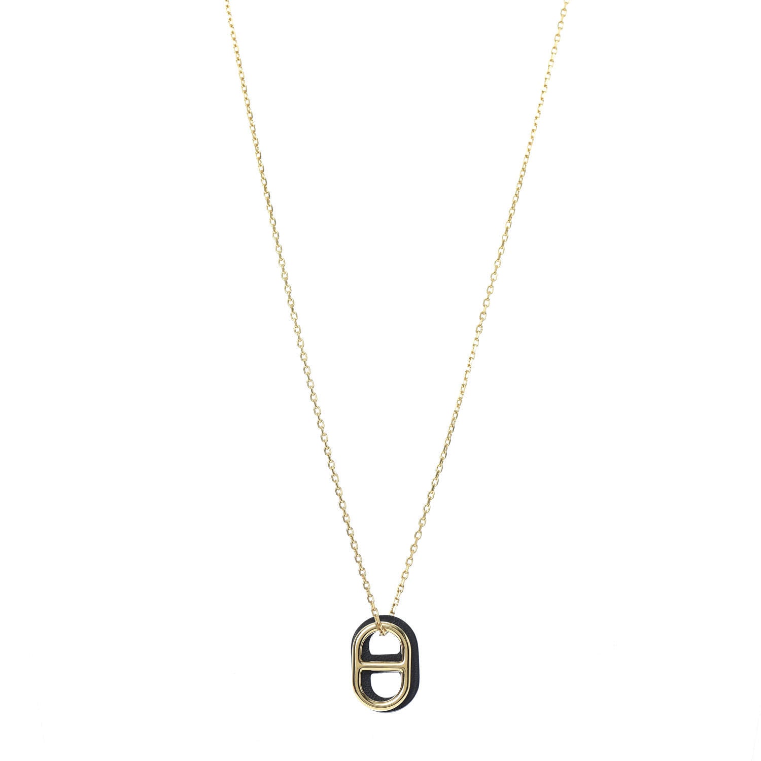 Hermes Swift O'Maillon Pendant Necklace Black 1 of 6