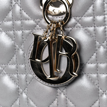 Christian Dior Pearly Lambskin Cannage Medium Lady Dior Grey 12 of 14