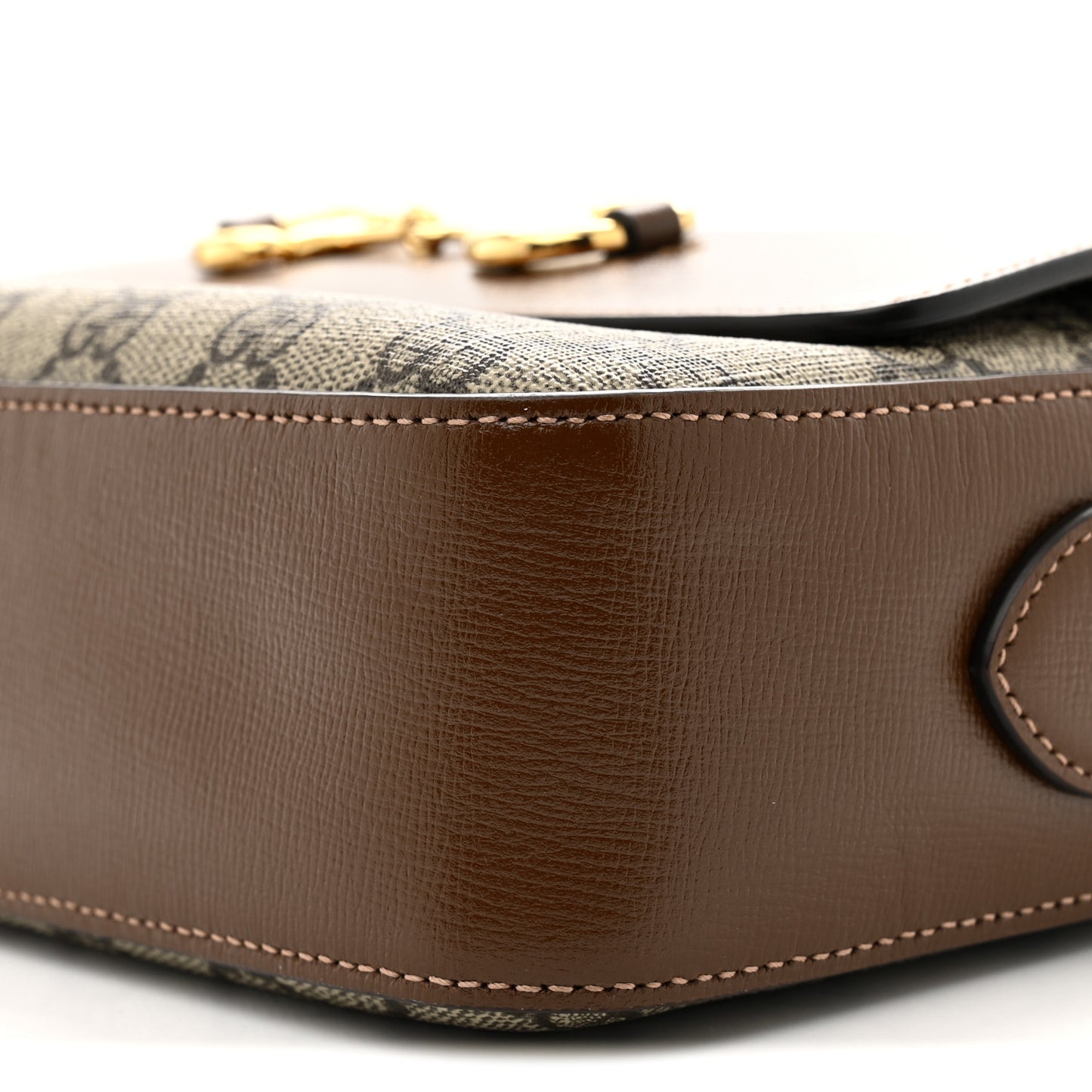 GG Supreme Monogram Small Horsebit 1955 Shoulder Bag Beige Brown Sugar