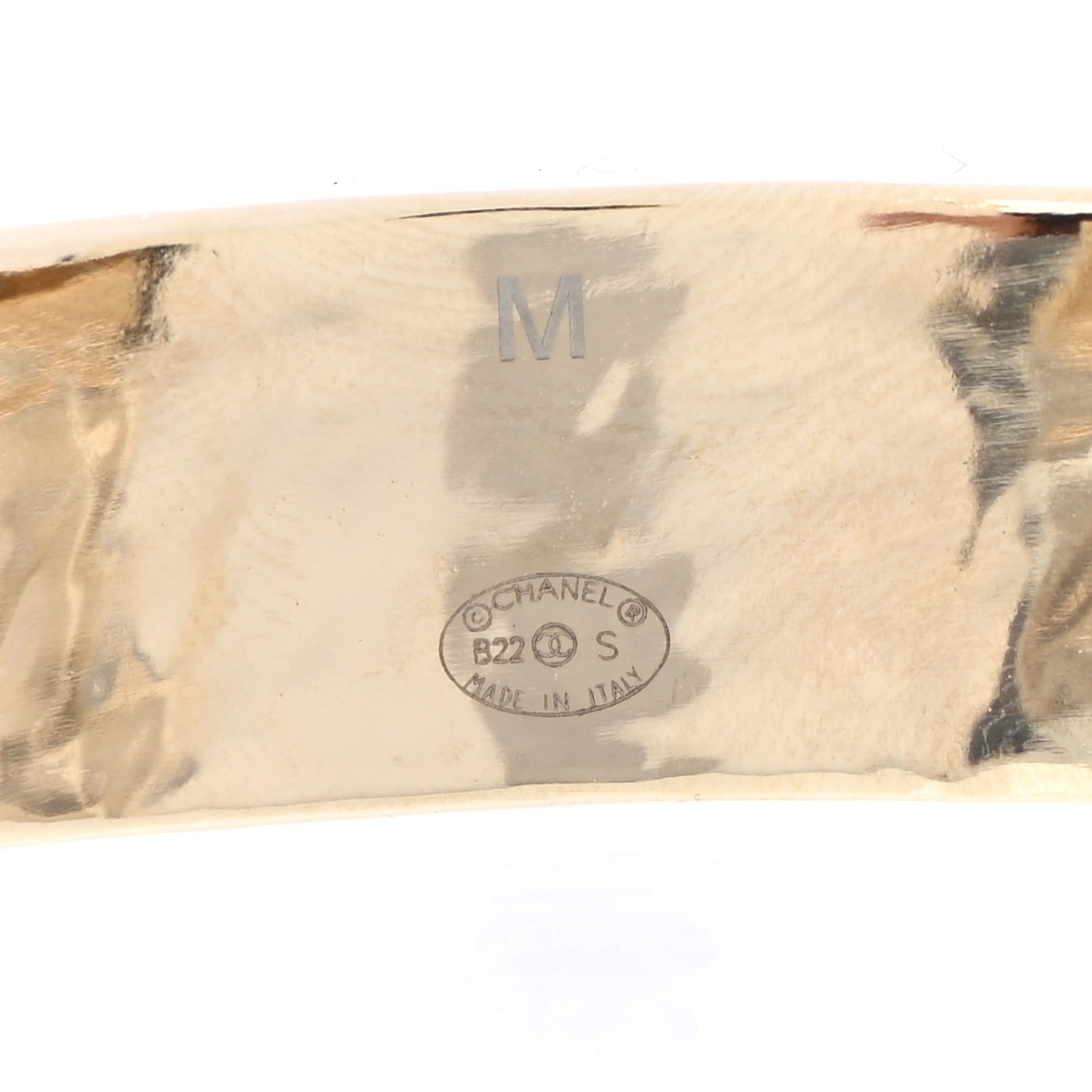 Chanel Metal Enamel Chanel Logo Cuff Bracelet M Black 4 of 5