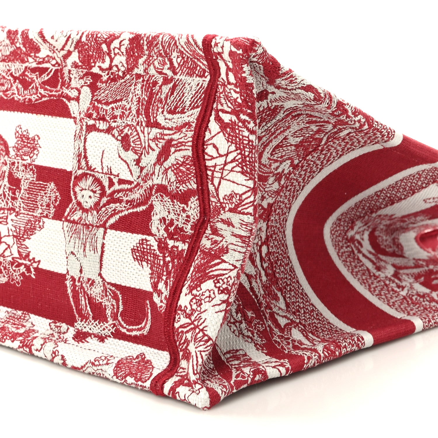 Christian Dior Canvas Embroidered Medium Dioriviera Toile De Jouy Book Tote Raspberry 9 of 9