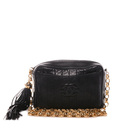 Chanel Lambskin Vertical Quilted Tassel Camera Case Black 1 of 6