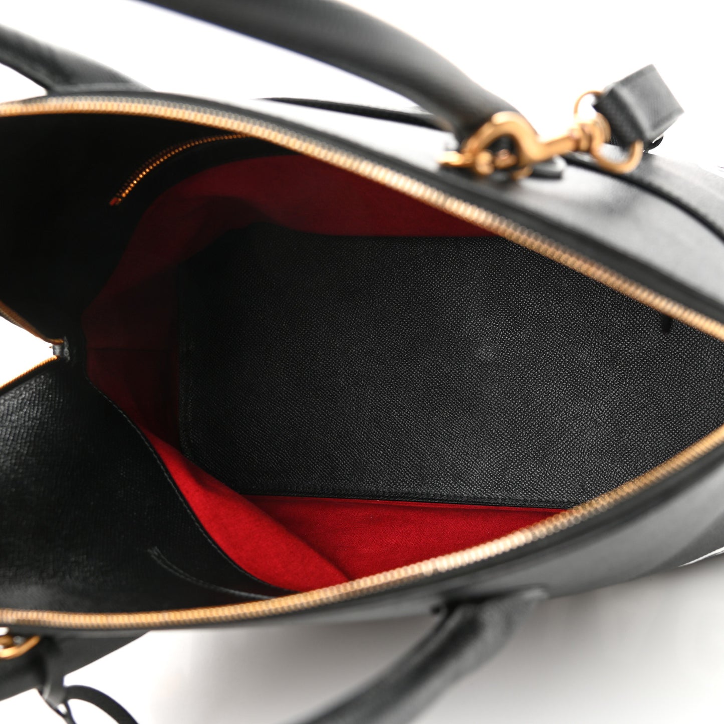 Signature Grained Calfskin Logo M Ville Top Handle Bag Black