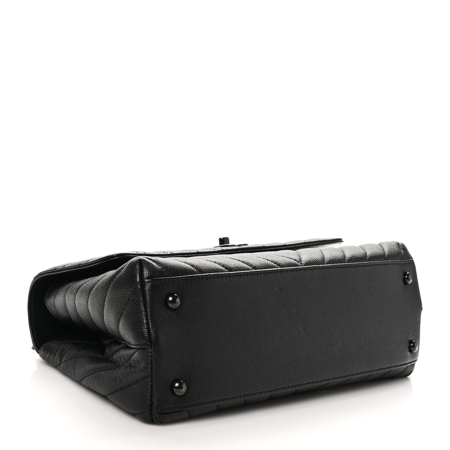 Caviar Chevron Quilted Small Coco Handle Flap So Black