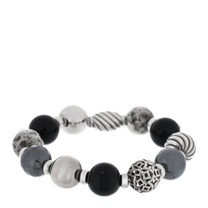 David Yurman Sterling Silver Black Onyx Hematine 14mm Elements Bead Bracelet 1 of 3