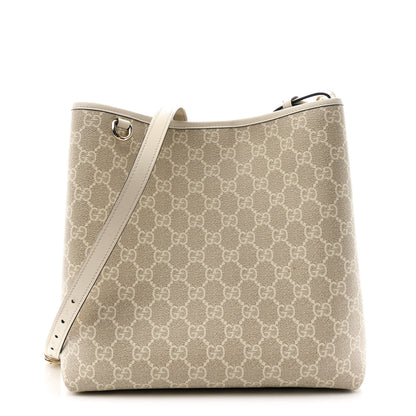 Gucci GG Supreme Monogram Medium Emblem Bucket Bag Beige Mystic White 1 of 11