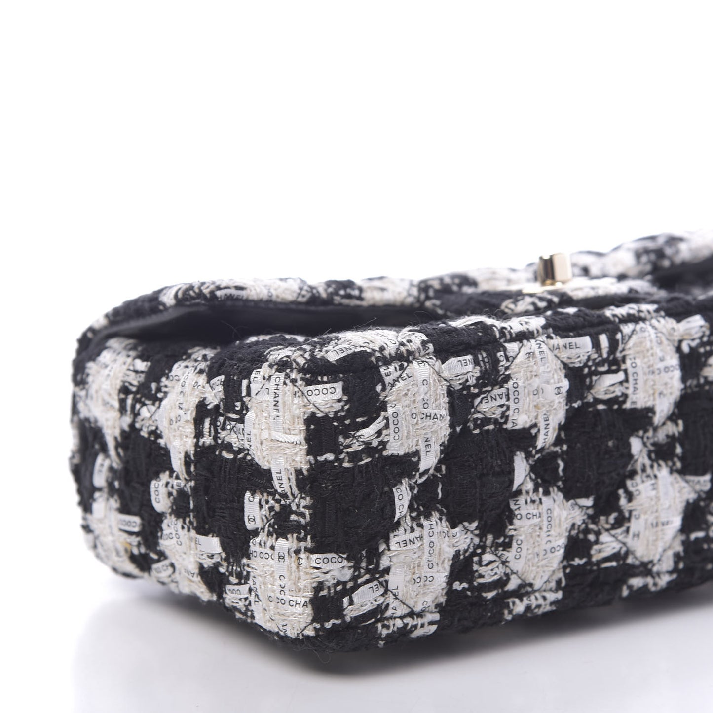 Tweed Quilted Mini Rectangular Flap Black Ecru White