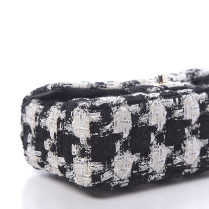 Chanel Tweed Quilted Mini Rectangular Flap Black Ecru White 9 of 10