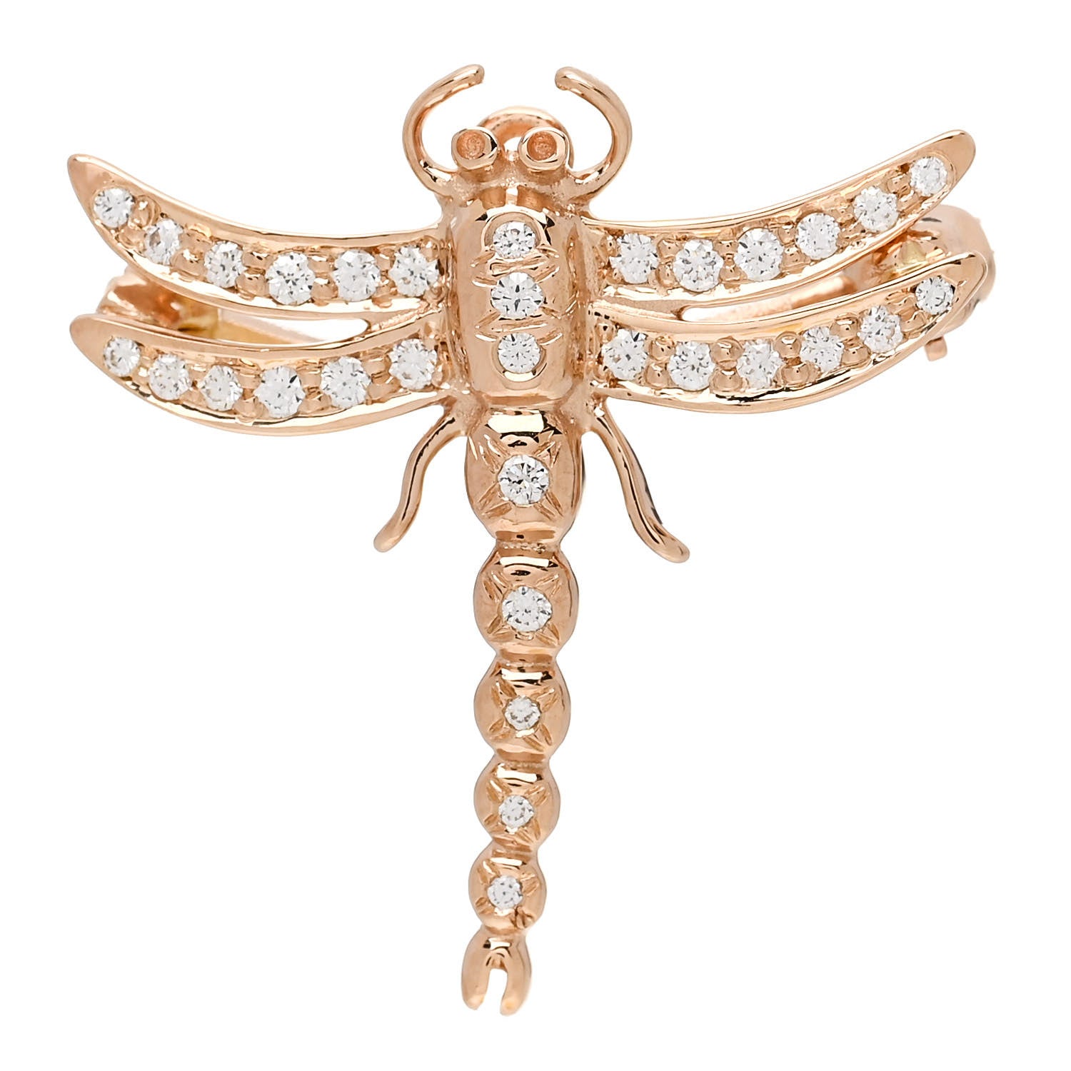 Tiffany 18K Rose Gold Diamond Dragonfly Brooch Pin 1 of 6