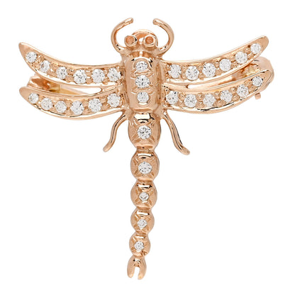 Tiffany 18K Rose Gold Diamond Dragonfly Brooch Pin 1 of 6
