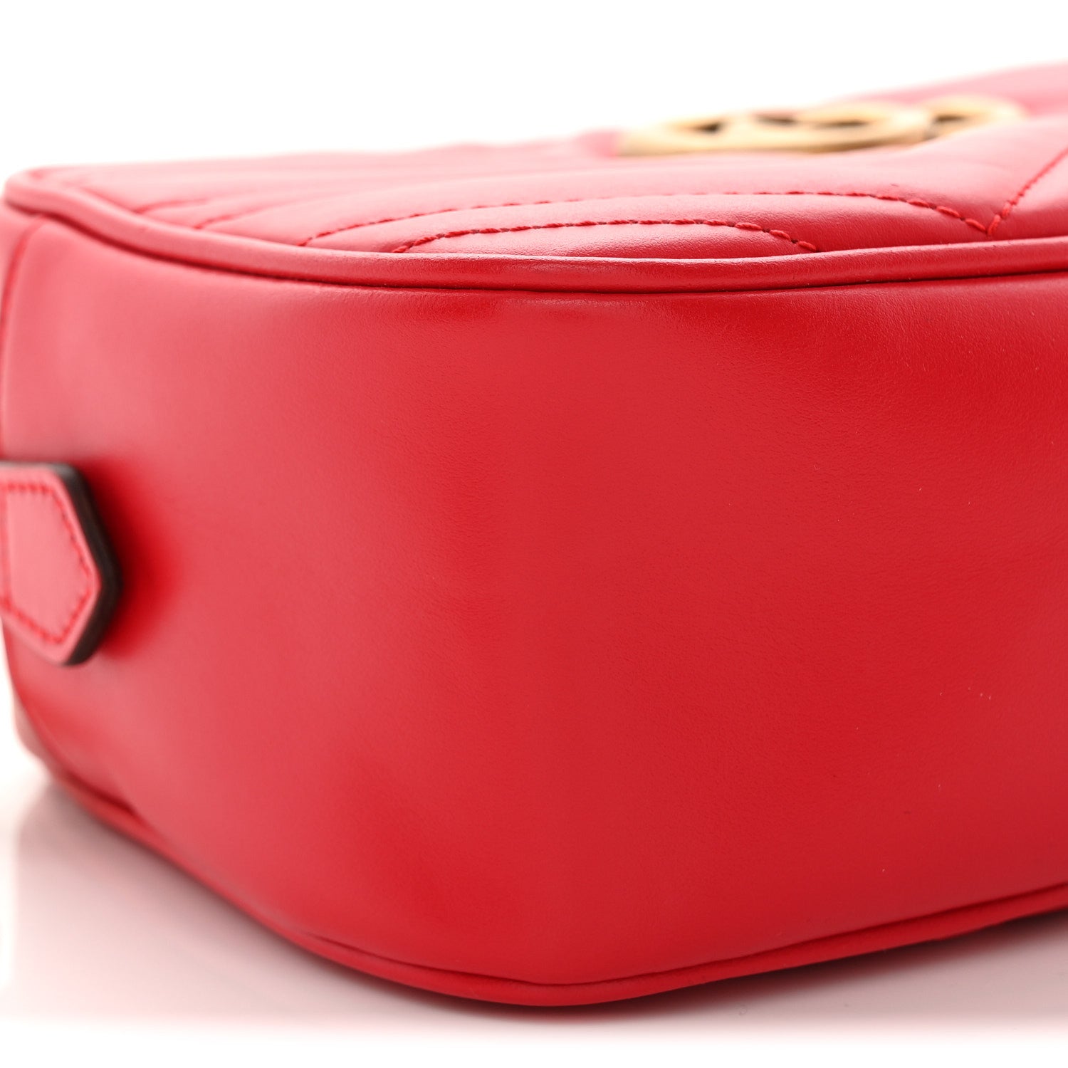 Gucci Calfskin Matelasse Small GG Marmont Chain Shoulder Bag Hibiscus Red 9 of 10