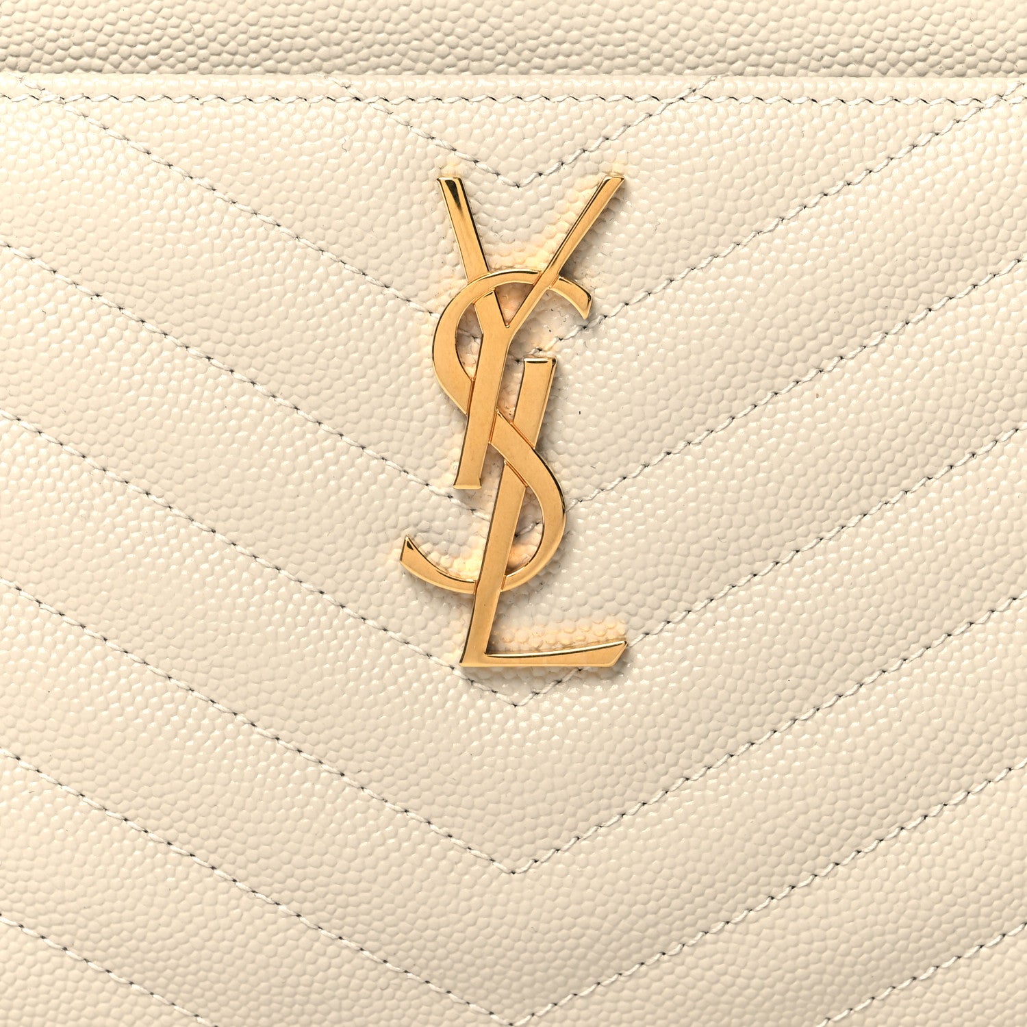 Saint Laurent Grain De Poudre Chevron Monogram Bill Pouch Crema Soft 8 of 11
