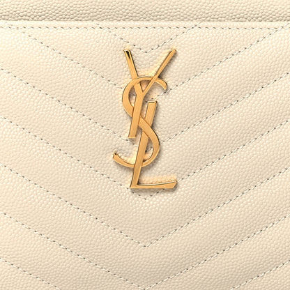 Saint Laurent Grain De Poudre Chevron Monogram Bill Pouch Crema Soft 8 of 11