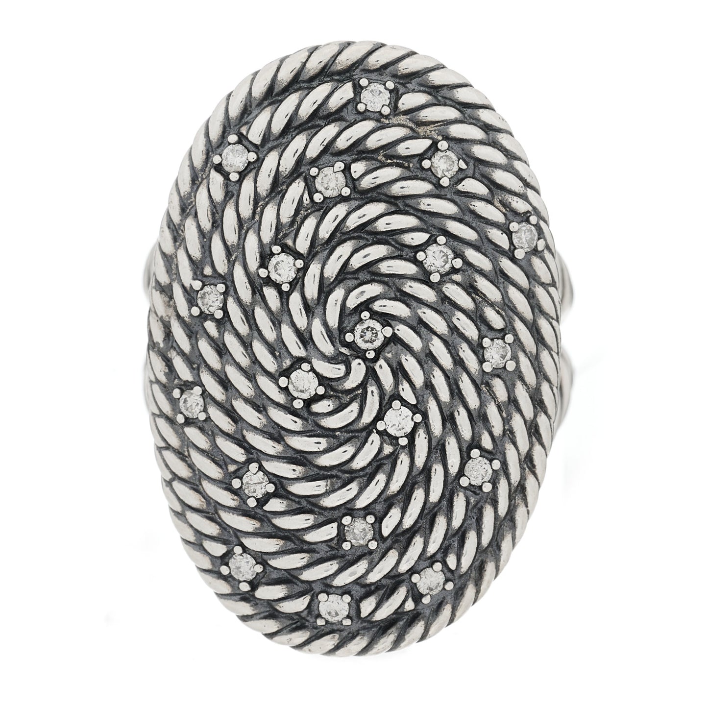 Sterling Silver Diamond Cable Coil Ring 56 7.75