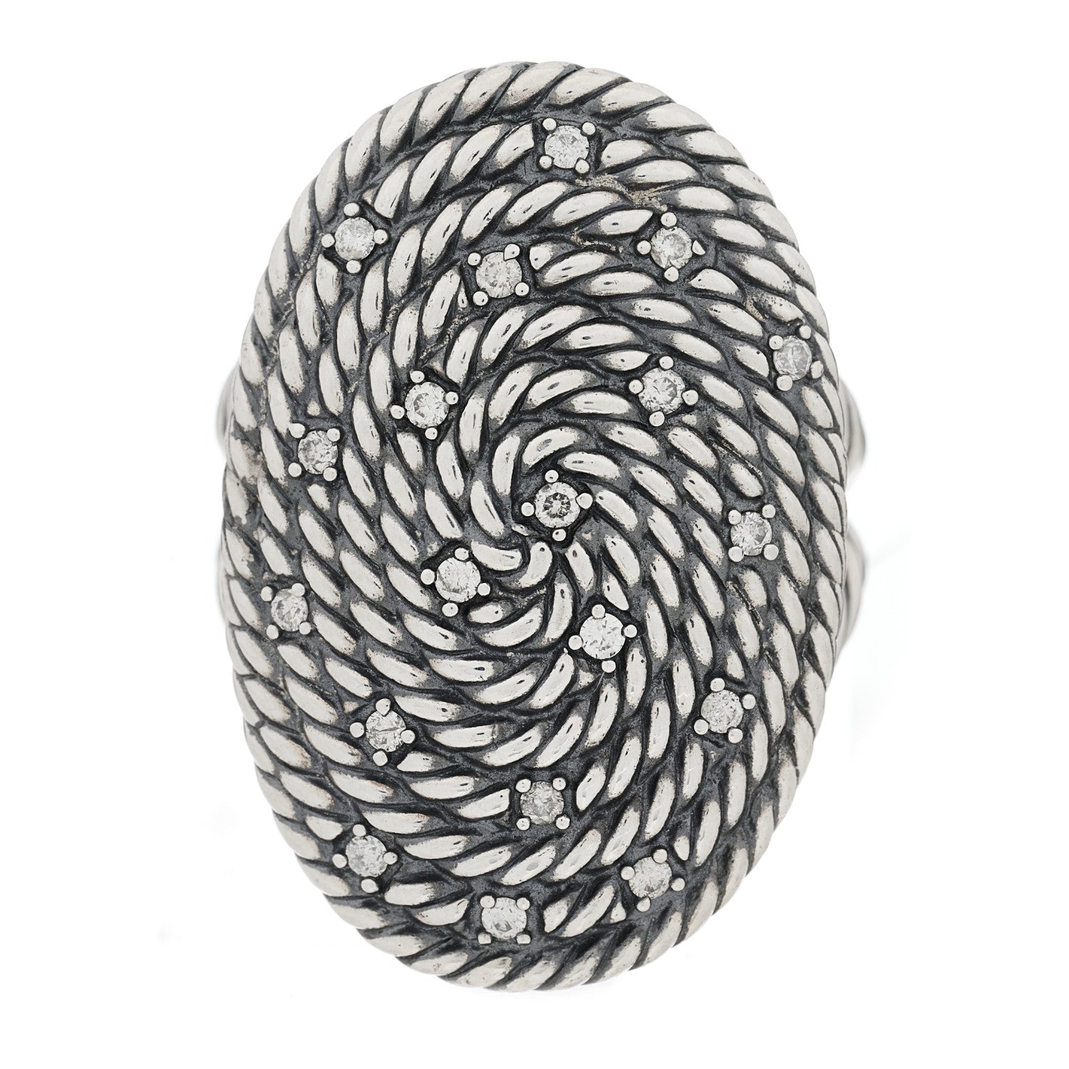 David Yurman Sterling Silver Diamond Cable Coil Ring 56 7.75 1 of 5