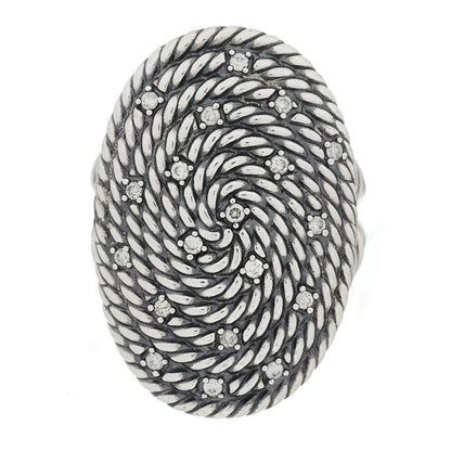 David Yurman Sterling Silver Diamond Cable Coil Ring 56 7.75 1 of 5