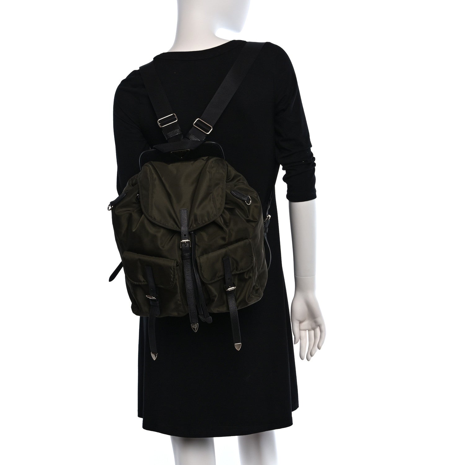 Prada Nylon Vela Saffiano Backpack Mimetico 2 of 9