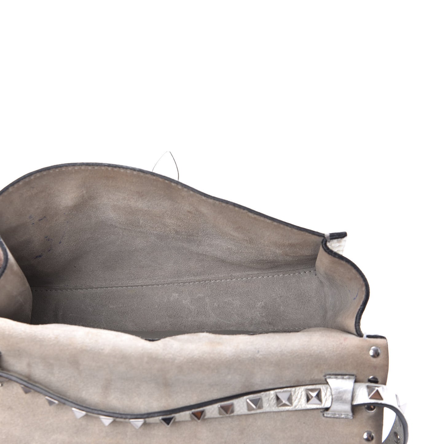 Metallic Pebbled Calfskin Medium Rockstud Flip Lock Crossbody Bag Silver