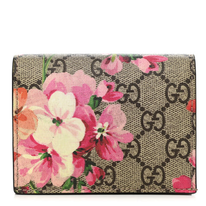 Gucci GG Supreme Monogram Blooms Card Case Wallet Beige Multicolor Dry Rose 1 of 9