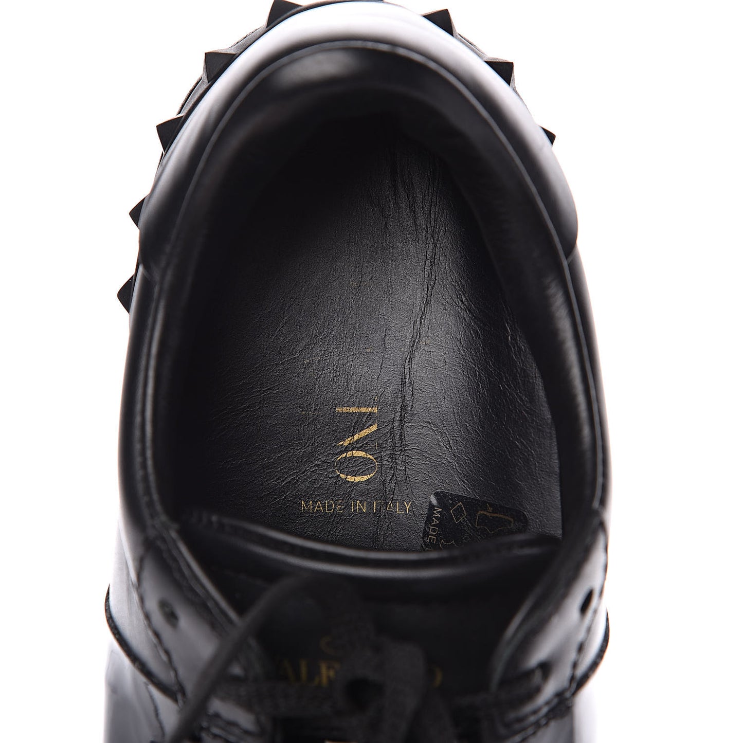 Calfskin Patent Rockstud Open Sneakers 38 Black