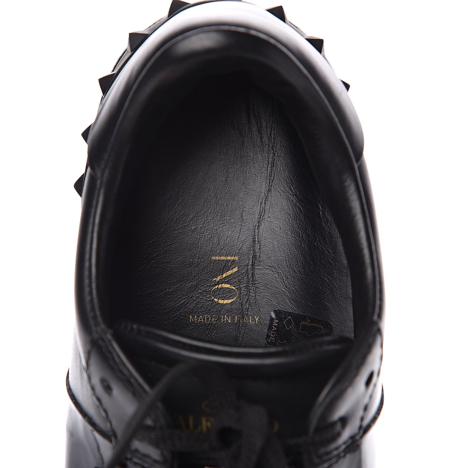 Valentino Garavani Calfskin Patent Rockstud Open Sneakers 38 Black 10 of 11