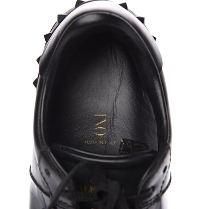 Valentino Garavani Calfskin Patent Rockstud Open Sneakers 38 Black 10 of 11