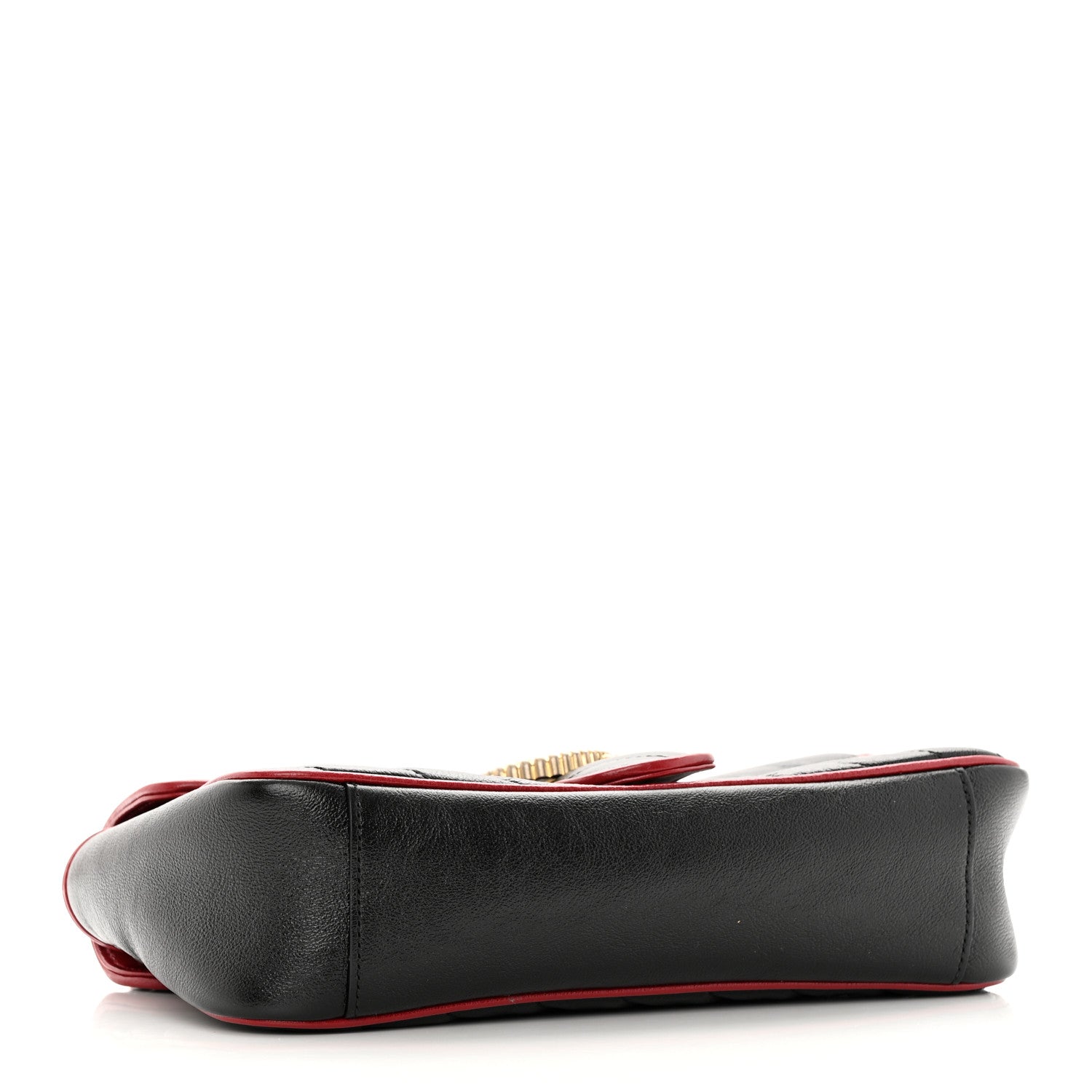 Gucci Vintage Effect Calfskin Matelasse Diagonal Small Torchon GG Marmont Shoulder Bag Black Romantic Cherry 4 of 13