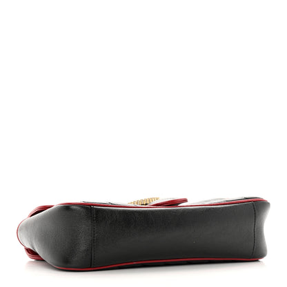Gucci Vintage Effect Calfskin Matelasse Diagonal Small Torchon GG Marmont Shoulder Bag Black Romantic Cherry 4 of 13