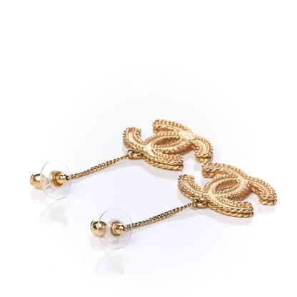 Chanel CC Drop Earrings Matte Gold 3 of 5