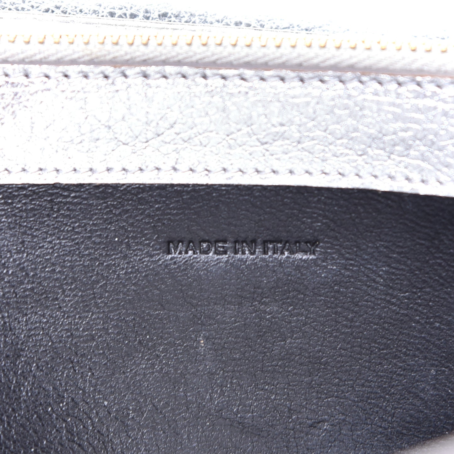 Metallic Calfskin Monogram Chain Wallet Argento