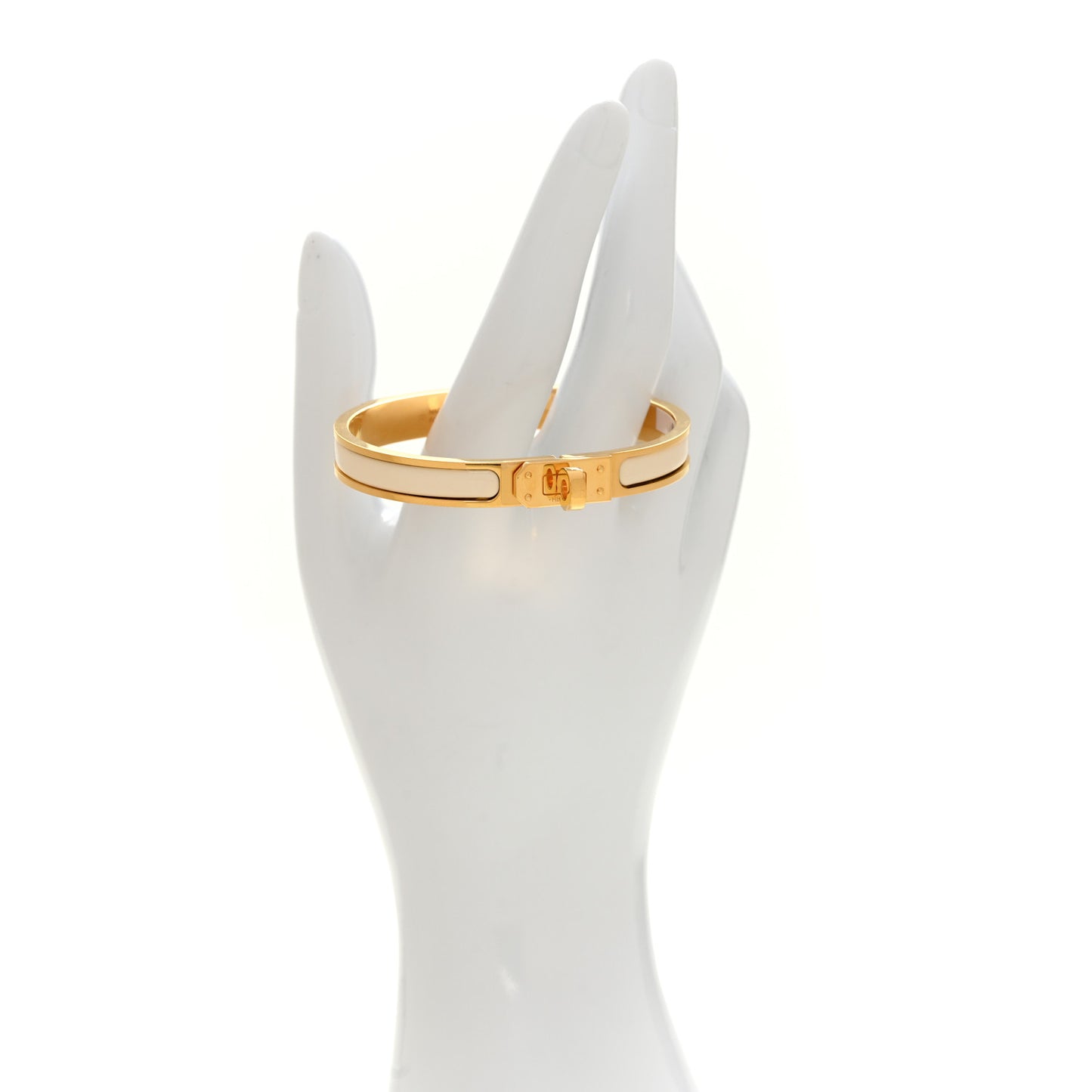 Enamel Mini Clic Kelly Bracelet GM Creme