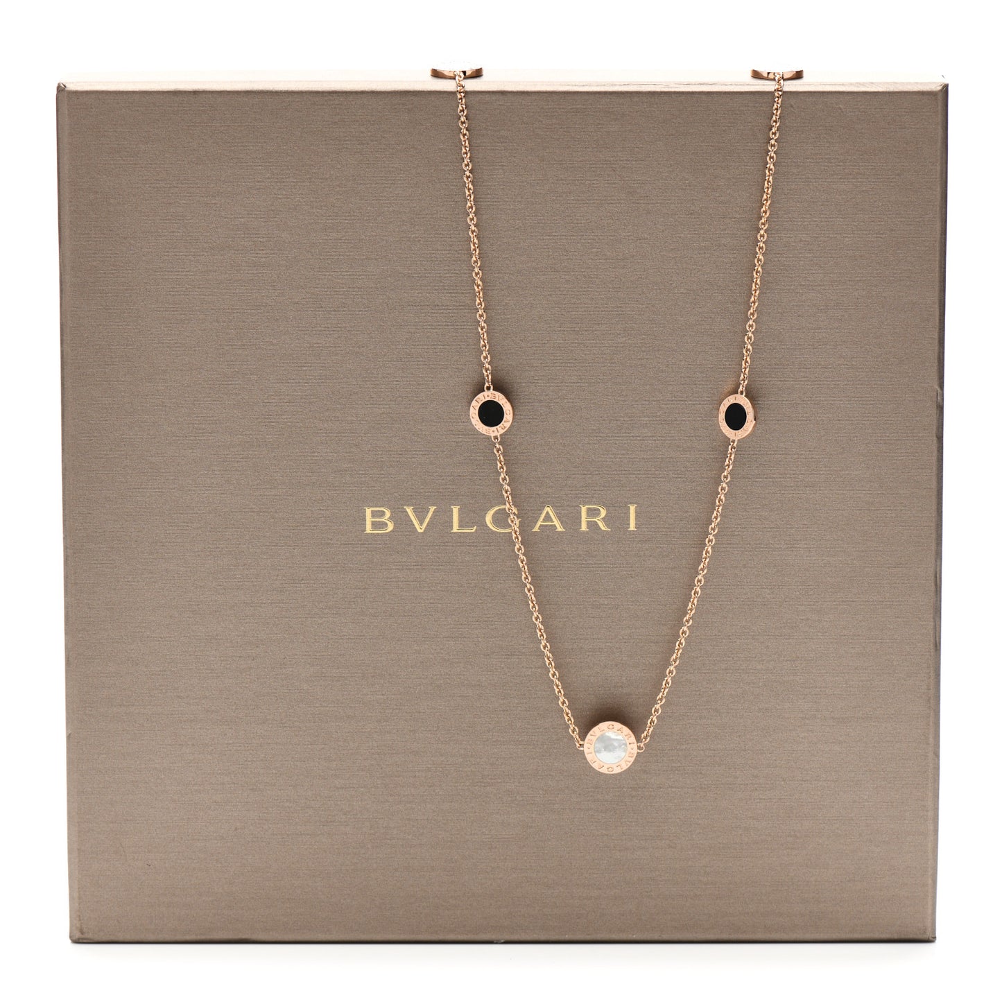 18K Rose Gold Black Onyx Mother of Pearl BVLGARI BVLGARI Long Station Necklace
