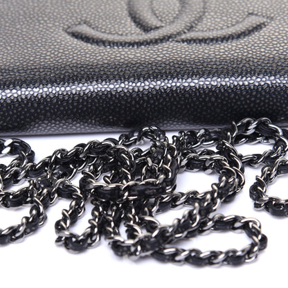 Chanel Metallic Caviar Timeless CC Wallet On Chain WOC Dark Silver 11 of 11