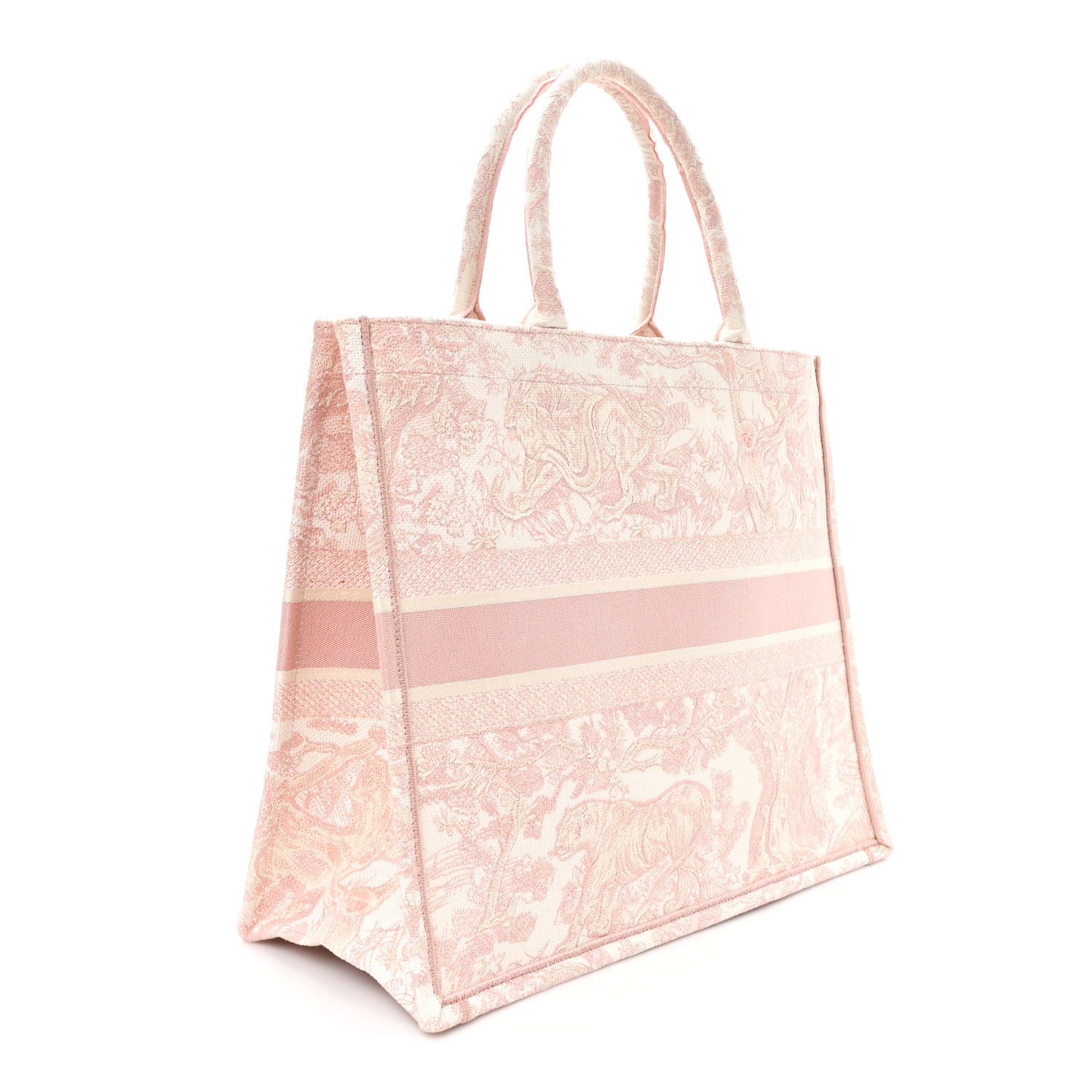 Christian Dior Canvas Toile De Jouy Embroidered Large Book Tote Pink 3 of 12