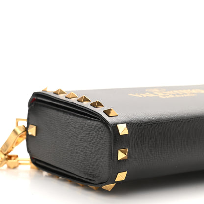 Valentino Garavani Grainy Calfskin Rockstud Alcove Box Clutch Black 8 of 10