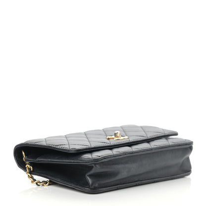 Chanel Lambskin Quilted CC Pearl Crush Wallet on Chain WOC Black 4 of 19