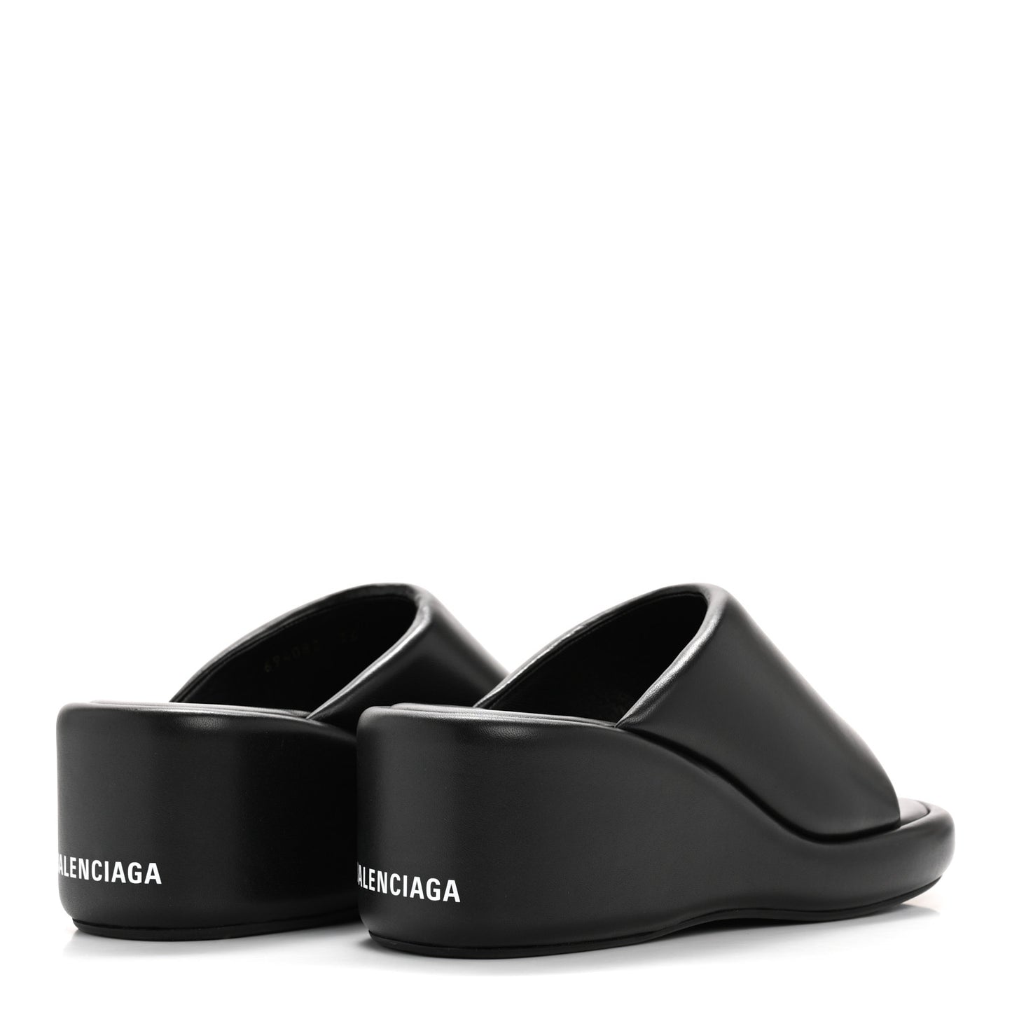 Smooth Nappa Logo Rise Wedge Sandals 36 Black