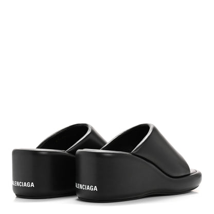 Balenciaga Smooth Nappa Logo Rise Wedge Sandals 36 Black 5 of 11