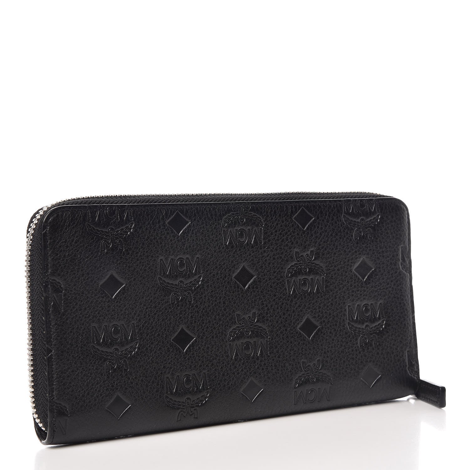 MCM Calfskin Ottomar Monogram Klara Zip Wallet Black 3 of 11