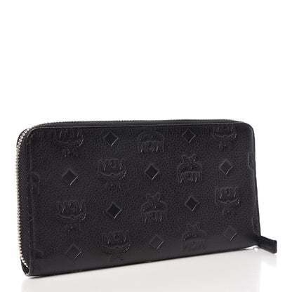 MCM Calfskin Ottomar Monogram Klara Zip Wallet Black 3 of 11