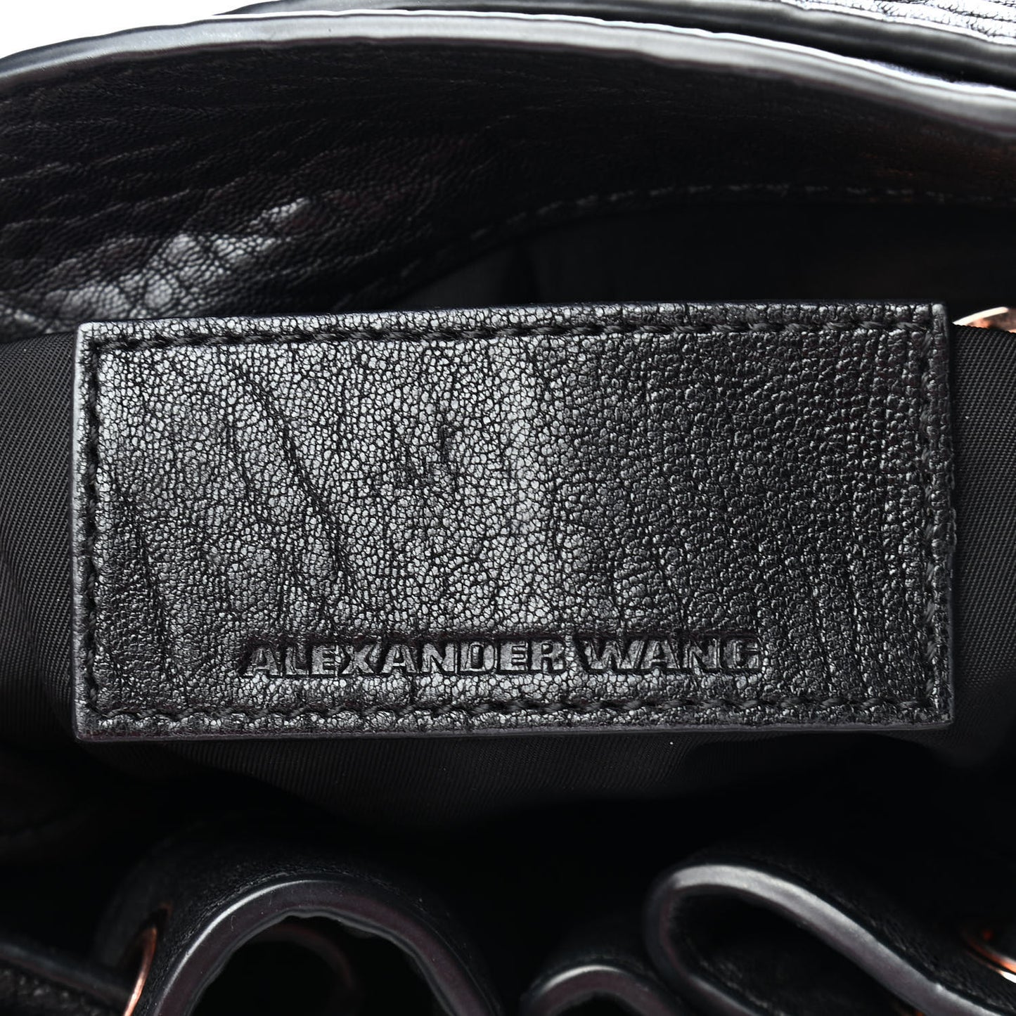 Pebbled Lambskin Diego Bucket Black Rose Gold Hardware
