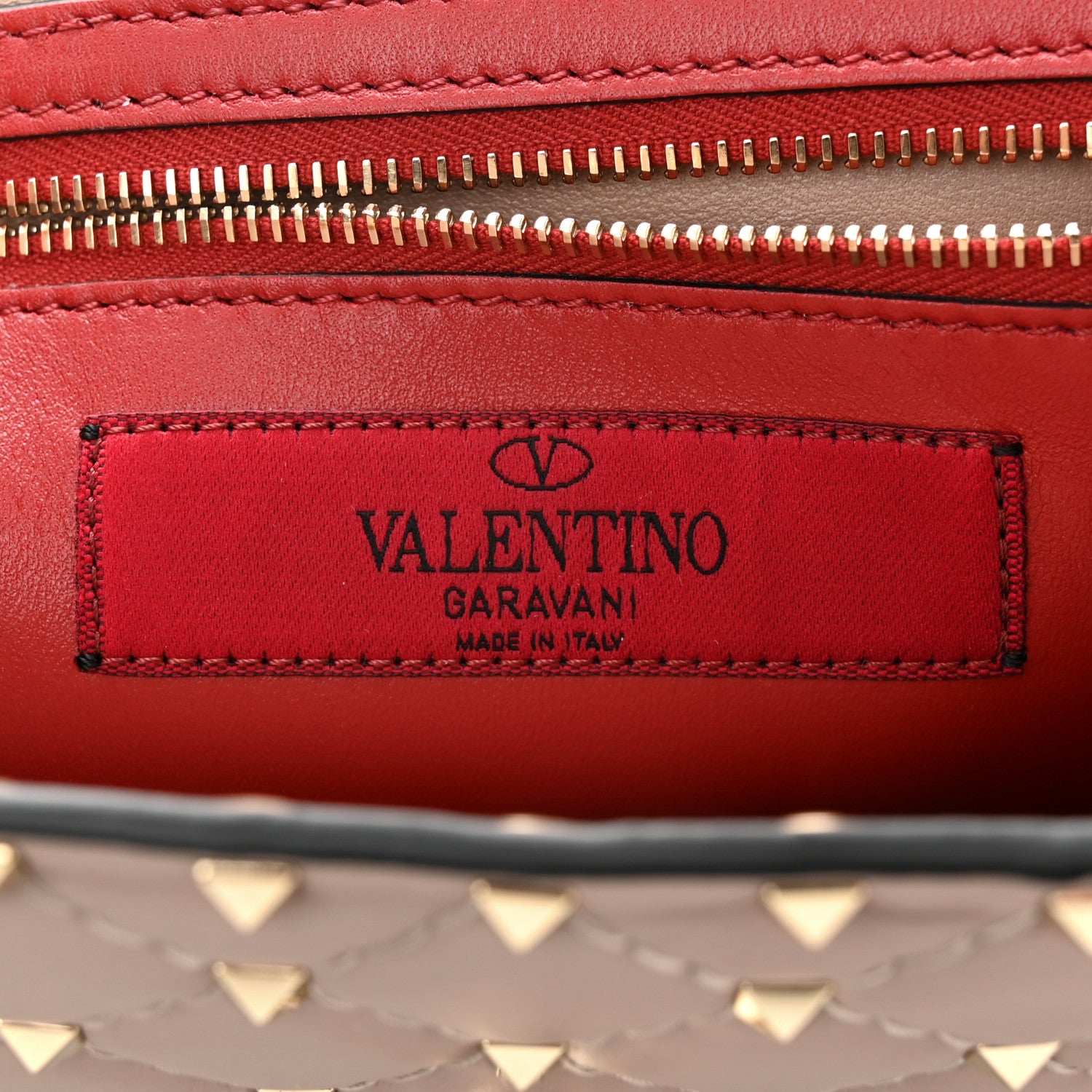 Valentino Garavani Lambskin Rockstud Spike Wallet on Chain Poudre 6 of 9