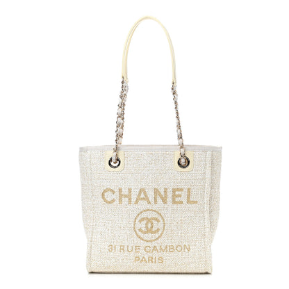 Chanel Lurex Boucle Mini Deauville Tote White 1 of 8