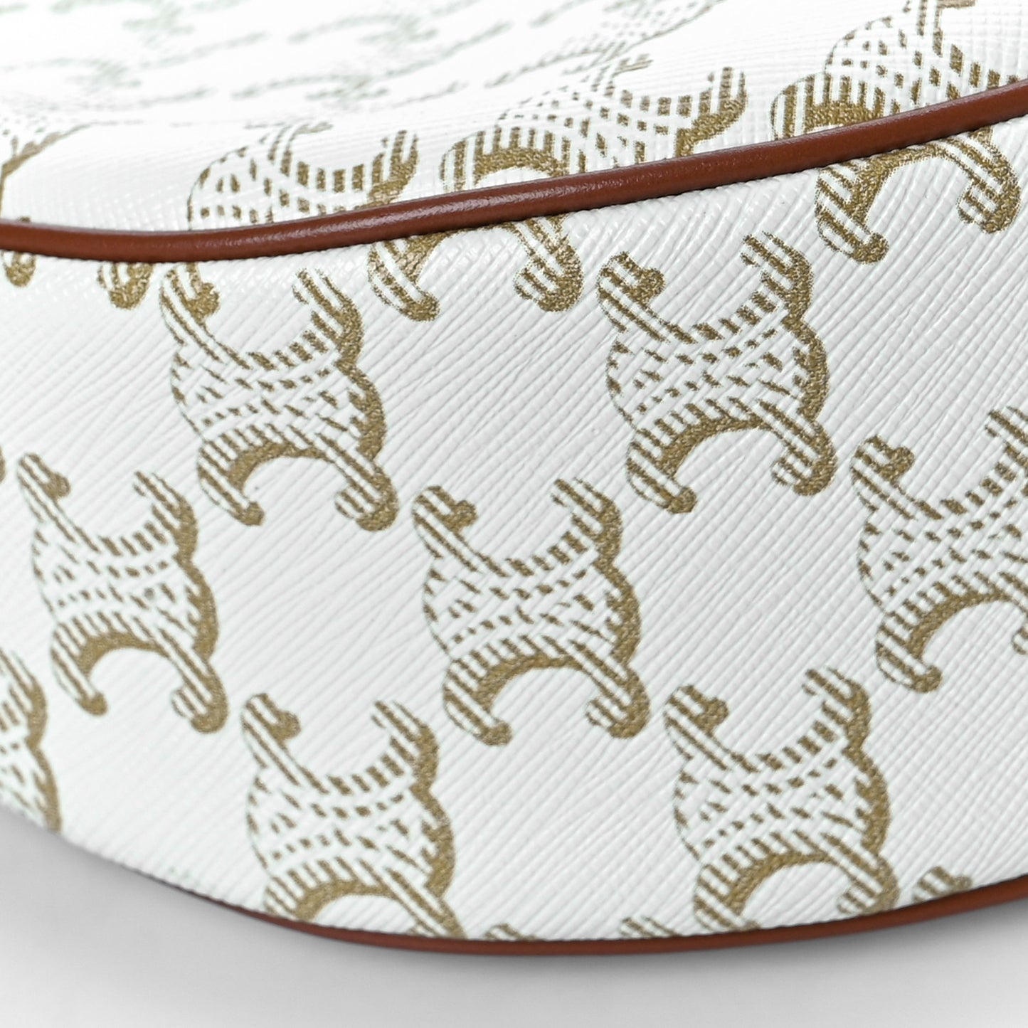 Canvas Calfskin Ava Triomphe Shoulder Bag White
